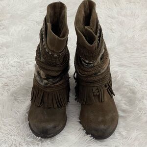 NAUGHTY MONKEY SUEDE HEELED BOOTS , SIZE 9, GOOD CONDITION, PREOWNED